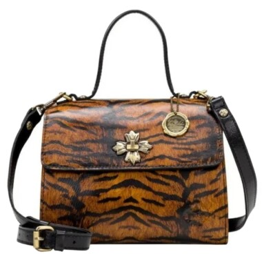 Patricia Nash Ellora Leather Multi-Compartment Satchel-Tiger Print-NWOT-$199