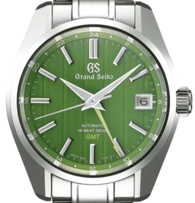 Grand Seiko Heritage Bamboo Green Mens Watch GMT 40mm Ref