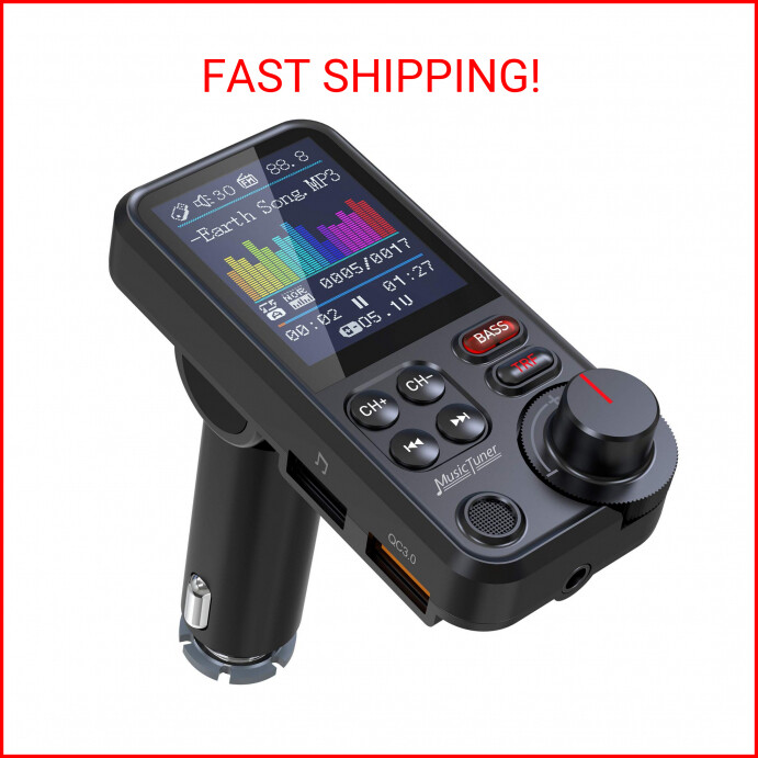 Nulaxy FM Bluetooth Transmitter for car, Strong Microphone Bluetooth Car Adapter
