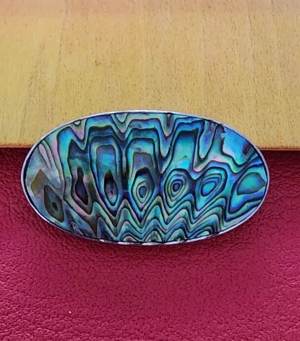 Vintage New Zealand Paua Sterling Silver Brooch Ataahua