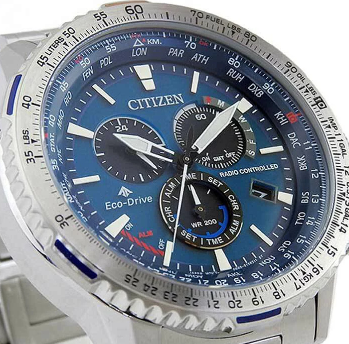 Pre-owned Citizen Promaster Sky Blue Dial Saaphire Radio Controlled Eco-drive Cb5000-50l