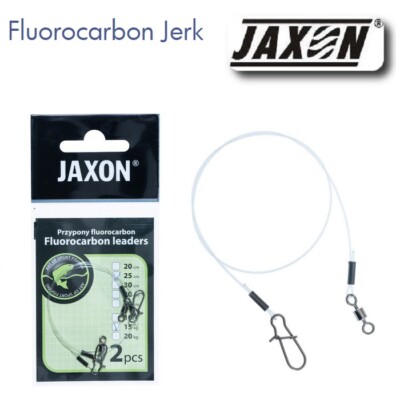 2X FLUOROCARBON LEADER JAXON WITH SWIVEL SNAP QUICK CLIP LURE PIKE ZANDER PERCH