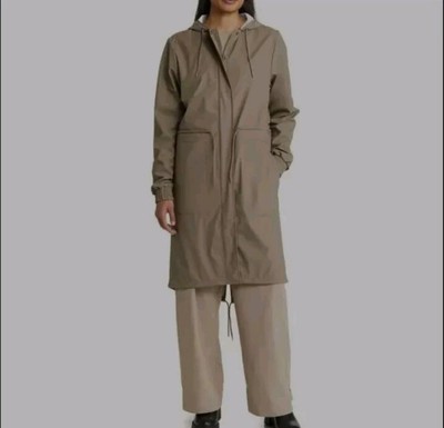 RAINS String Waterproof Parka in Taupe Size Large NWT