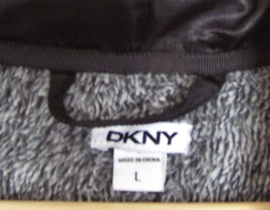 DKNY Unisex Robe Gray Plush Knee Length Wrap Style Size Large