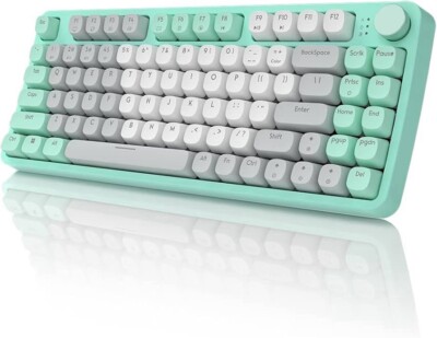 Wireless Creamy Mechanical Keyboard, Hot Swappable Black/GrayCreamSwitch Green