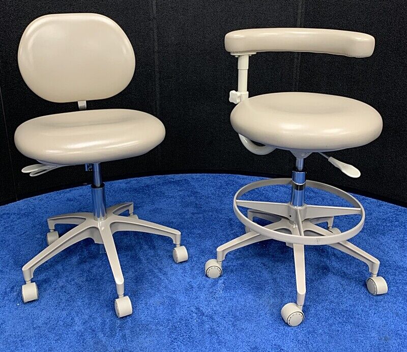 ADEC 1601 & 1622 Dental Doctor & Assistant Stool Set Used Vinyl