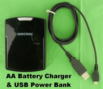 Dual Function Charger Power Bank Requires 4 AA Rechargeable Batteries Micro USB