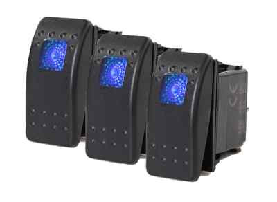 # 3 Pcs Marine Boat Rocker Switch ON-OFF SPST 3 Pin 1 Blue LED Car RV Motorcycle