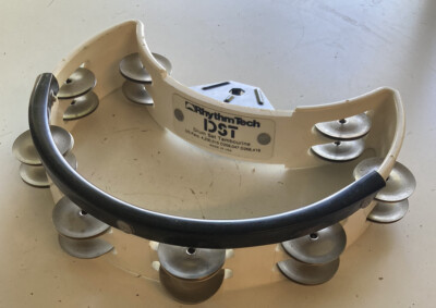 Vintage Rhythm Tech DST Drum Set Double Row Tambourine 7'' x 9.5'' White