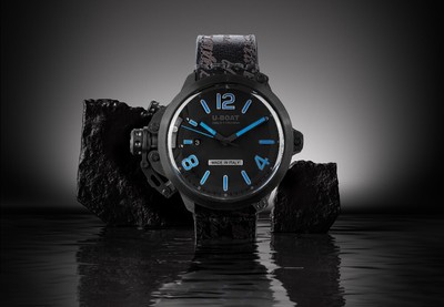Pre-owned U-boat 8806 Capsule 50 Mm Pvd Bk Bl Automatic Mens Watch 10atm