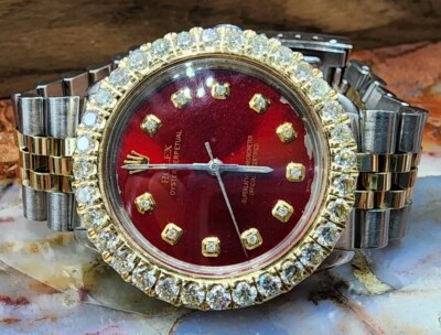Rolex 6426 Custom Dial & Diamond Bezel Two Tone Watch . Manual Windup. Big Bling