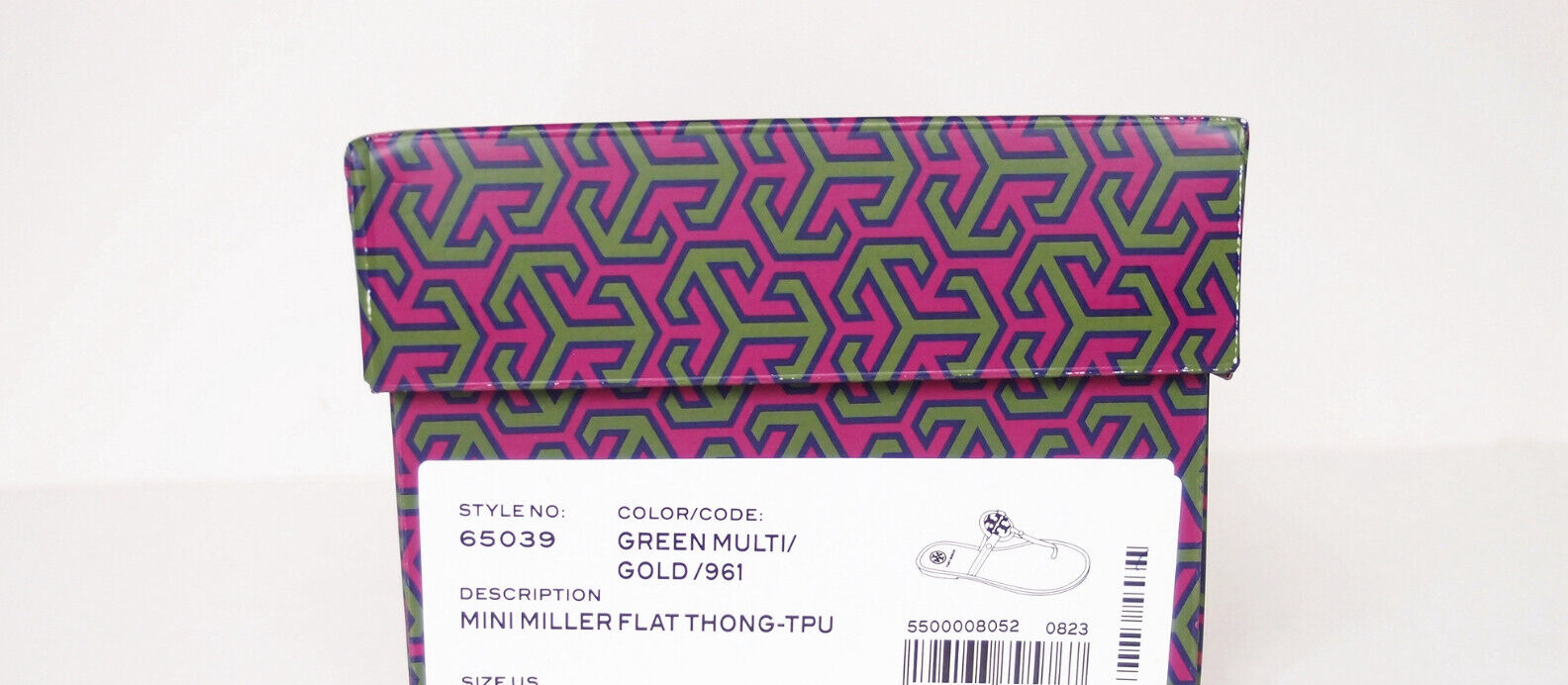 Pre-owned Tory Burch In Box  Mini Miller Jelly Thong Sandals Green Silver Gold Us 7