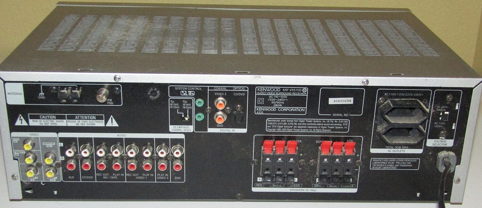 Kenwood KRF-V5570D AV Audio Video Surround Receiver - 6x  100W