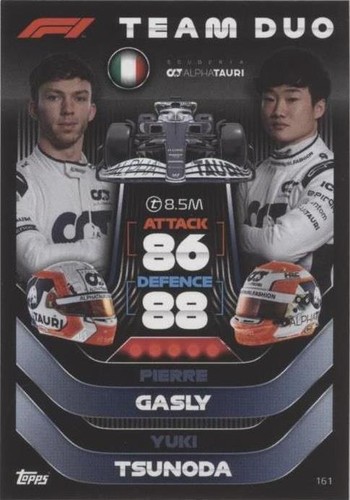 2022 Topps F1 Turbo Attax - Pierre Gasly Yuki Tsunoda #161