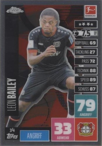 2020-21 Topps Chrome Match Attax Bundesliga Leon Bailey #34
