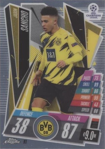 2020-21 Topps Chrome Match Attax UCL Jadon Sancho #91