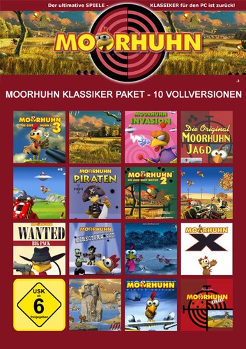 Moorhuhn Paket - 10 Vollversionen - Shooter - Adventure - Kart - PC - Download 