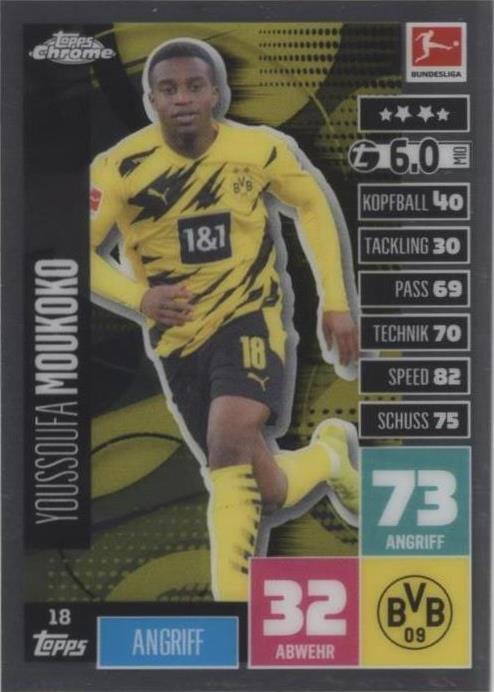 2020-21 Topps Chrome Match Attax Bundesliga Youssoufa Moukoko #18