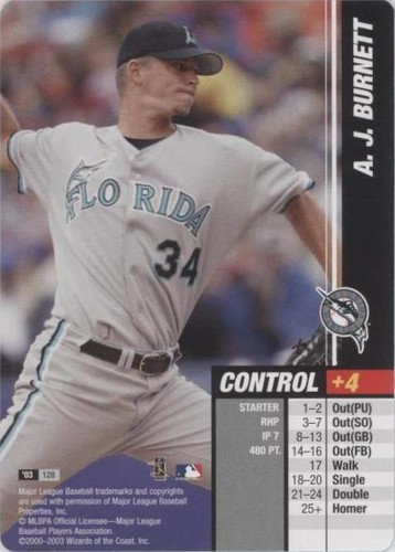 2003 MLB Showdown - A. J. Burnett #128