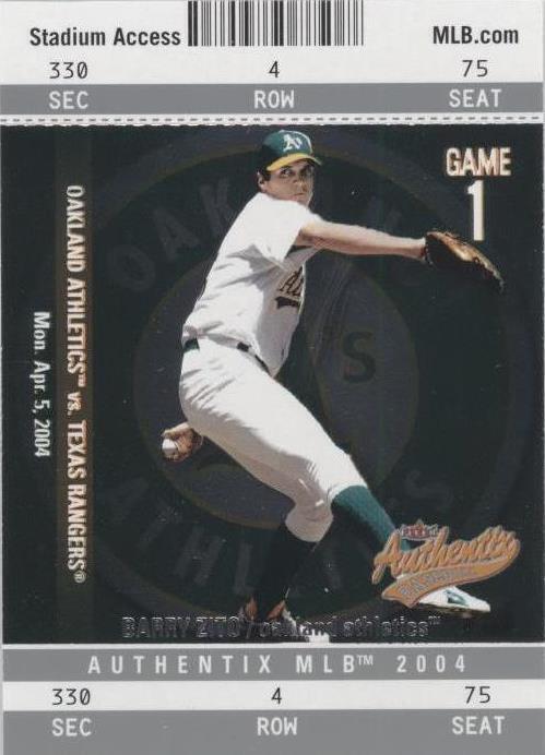 2004 Fleer Authentix - Barry Zito #70