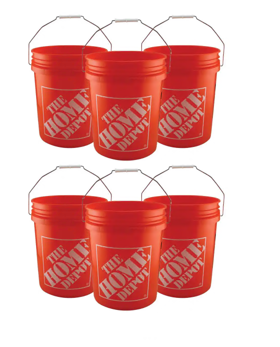 5-Gallon Bucket Home Depot Homer Plastic Utility Orange Pail Heavy Duty