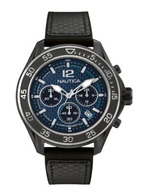 Nautica NMD Blue Dial Chronograph Black carbon fiber dial Men's Watch NAD25506G