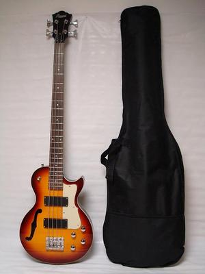 Sunburst 4 String Bass Guitar SemiHollow Body w Bag