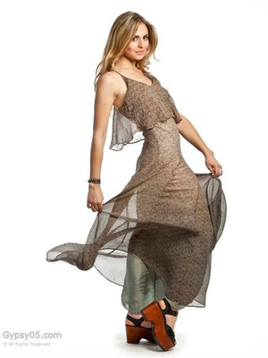 Pre-owned Gypsy 05 Fiona Overlay Maxi Dress Vanessa Olive In Green