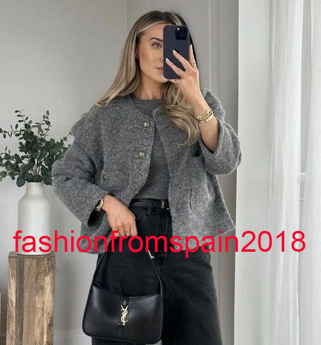MAXIMO DUTTI NEUVE FEMME Veste courte textur e paule GRIS 6063 714 vente