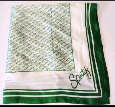 Vintage Avon Sportif Promotional Scarf 23 X 23 Green Acetate Made in Japan 