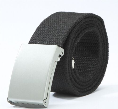 New Canvas Web Buckle Belt Silver Buckle Military Style For Men & Women Usa
