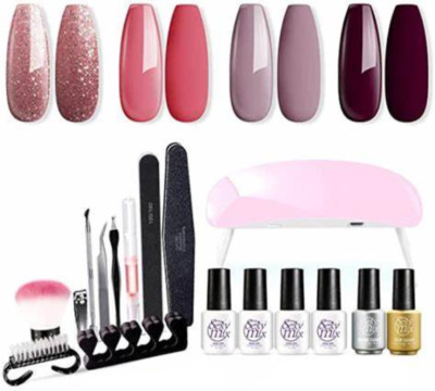 Modelones Sexy Mix Gel Nail Polish Manicure DIY Kit w/ Portable Mini Lamp Light