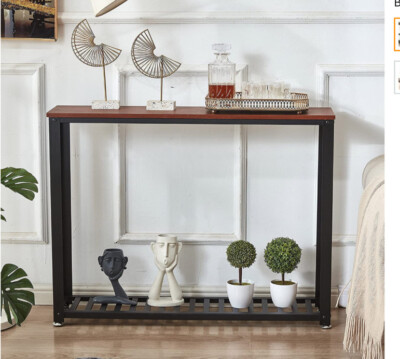loglus Console Table, Entryway Sofa Table with Shelf Vintage Rustic brown