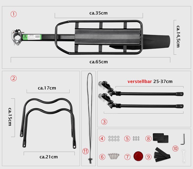 ROCKBROS Fahrrad Gepäckträger Mit Schutzblech Schnellspanner 24-29 Max 50KG