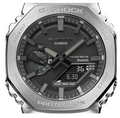 Pre-owned Casio G-shock Gmb2100d-1a Bluetooth Solar Powered Full Metal Silver Watch