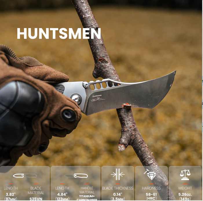 Kizer Huntsmen Folding Knife S35VN Blade Titanium+Carbon Fiber Handle Ki4642A1