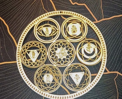 5.5'' 7 Chakras Wood Geometric Wall Art Decor Namaste Piece