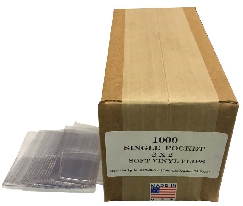 Single Pocket 2x2 Coin Holders Soft Vinyl Holders Bulk Box of 1000 By Meghrig