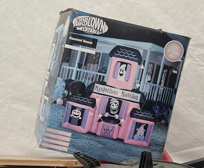 Gemmy 7Ft LED Animated Haunted House Mysterious Mansion Airblown Inflatable