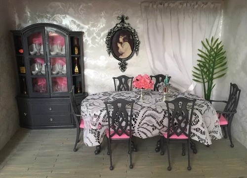 Ooak Barbie Poppy Parker silkstone monster high Blyth doll Dining room Furniture