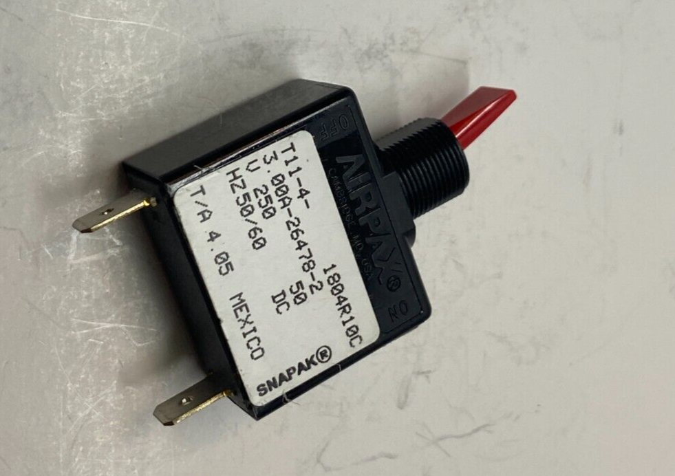 SNAPAK T11-4-3.00A-26478-2 3A 250V Toggle Magnetic Circuit