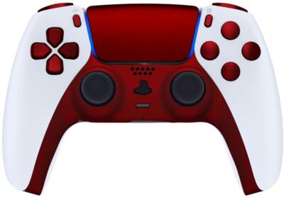 White/Soft Red Custom UN-Modded Controller Unique Design compatible with PS5 OEM