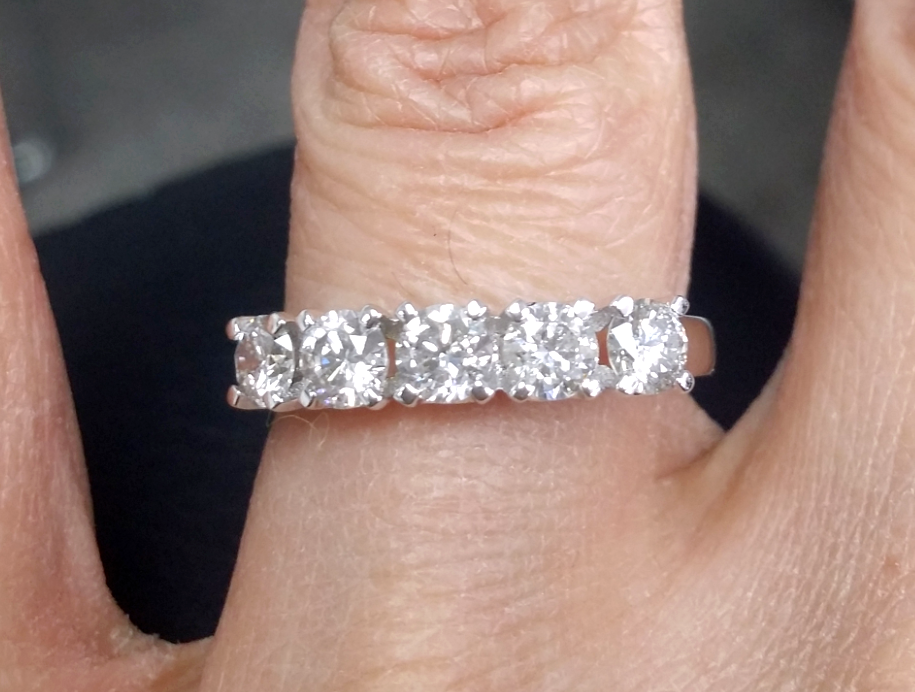 Pre-owned Handmade Steal Deal 1.05 Carat Natural Diamond Five Stones Wedding Band Ring 14k Gold In White