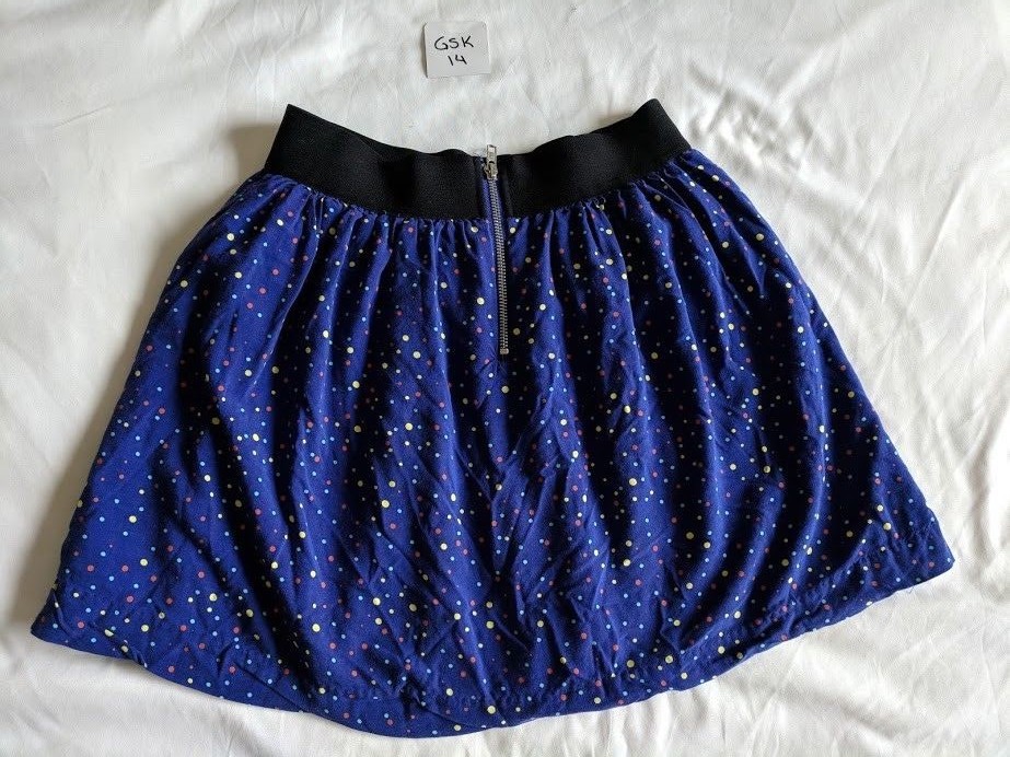 GapKids Girl's Navy Multi Color Dots Elastic Waist Circular Skirt Size XXL 14/16