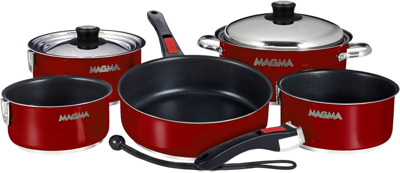Products,  Gourmet Nesting 10-Piece Red Stainless Steel Indu