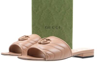 

НОВЫЕ САНДАЛИИ GUCCI РОСКОШНЫЕ КОЖАНЫЕ САНДАЛИИ С ЛОГОТИПОМ ДВОЙНОЙ G 37/US 7, Бежевый
