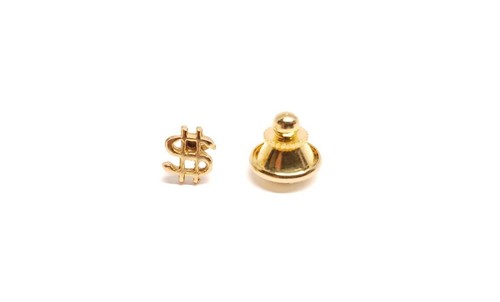 Dollar Sign Pin Money Tie Tack Gold Tone