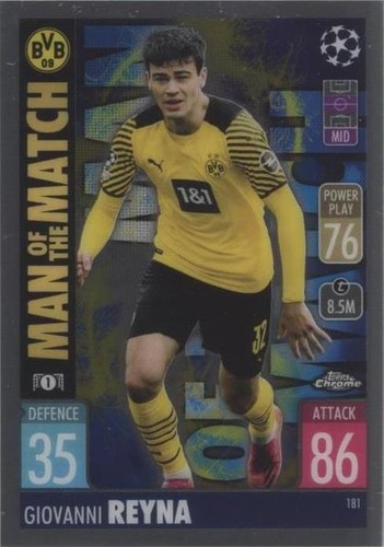 2021-22 Topps Chrome Match Attax UCL Giovanni Reyna #181