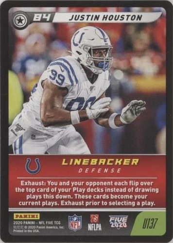 2020 Panini NFL Five TCG Justin Houston #U137
