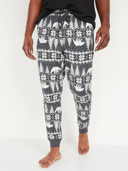 NWT Old Navy Grey Fair Isle Bear Фланелевые пижамные штаны для бега Мужские брюки для отдыха M